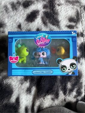Littlest Pet Shop 3-Pack Figures - Dino, Dog & Axolotl Erasers